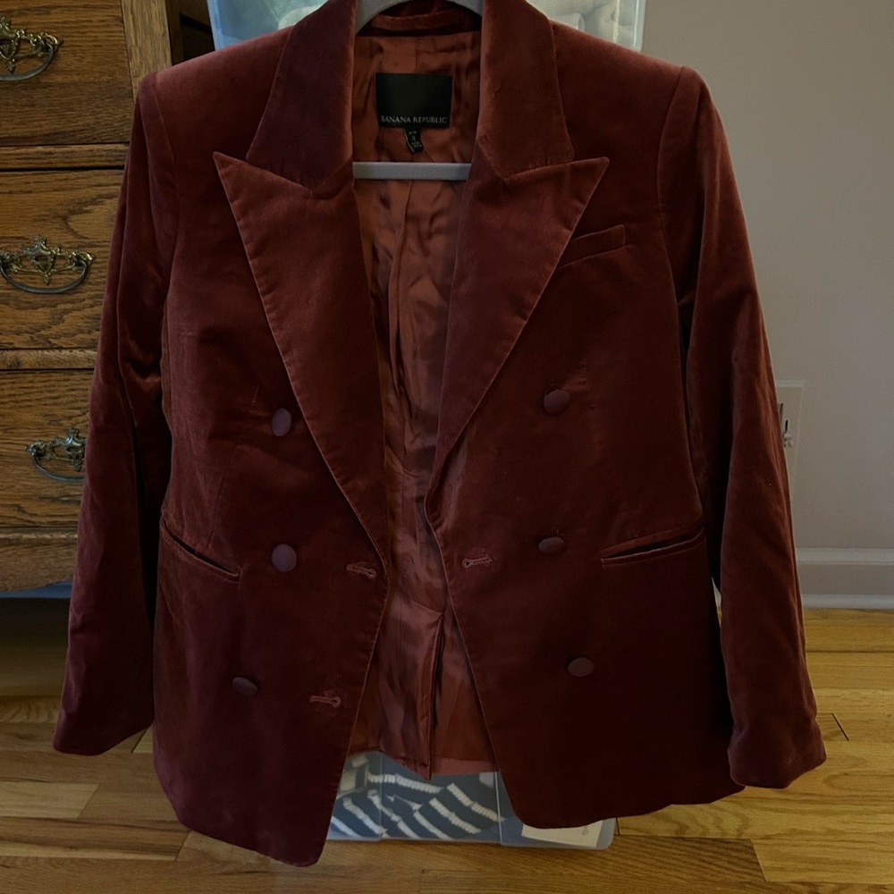 BANANA REPUBLIC PETITE VELURO OVERSIZED VELVET BLAZER SIZE 0 PETITE